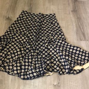 Navy and off white printed skirt